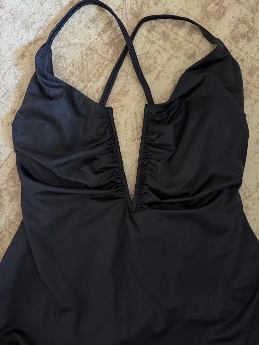Shade & Shore Women's Shirred V-Wire Plunge One Piece Swimsuit XL Dark Grey